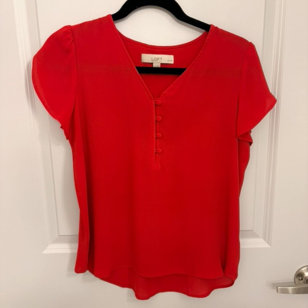 Ann Taylor LOFT Lot of Short Tulip Sleeve Blouses Pink & Red Size S